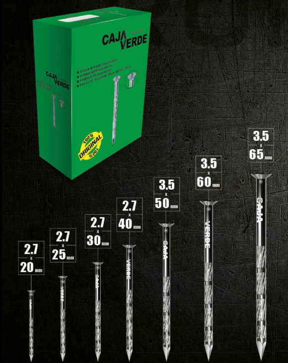 CLAVO DE ACERO CAJA VERDE B/B 4.5X100-4