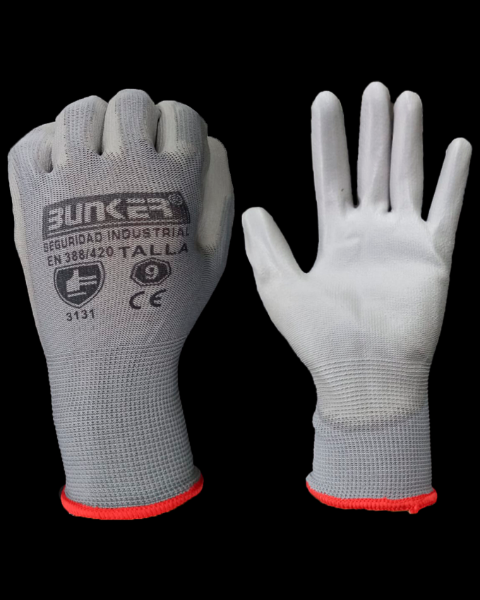 GUANTE MULTIUSO POLIESTER PALMA PU GRIS T/7 BUNKER