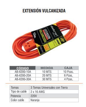 EXTENSION VULC. C/NARANJA USO RUDO 30M ABATRON
