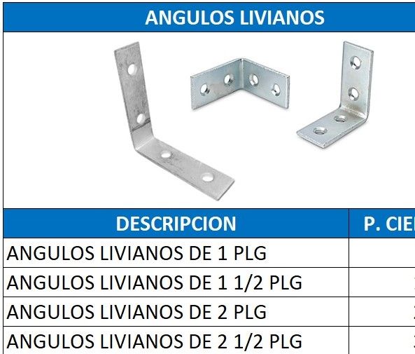 ANGULOS LIVIANOS DE 2 PLG