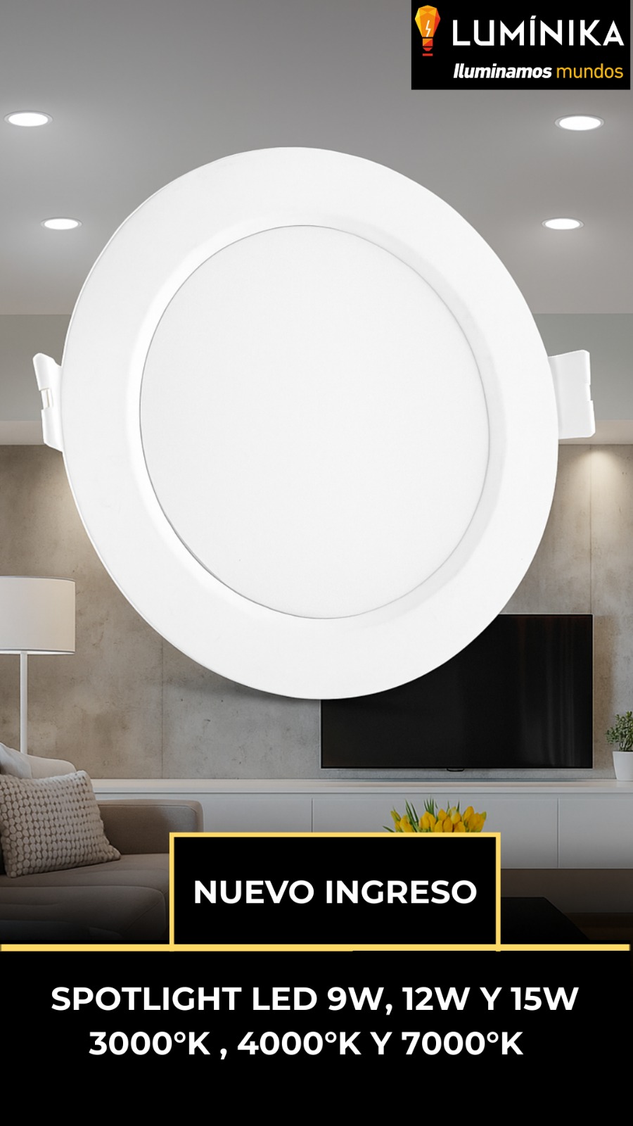 SPOTLIGHT DICROICO LED 12W TRICOLOR LUMINIKA