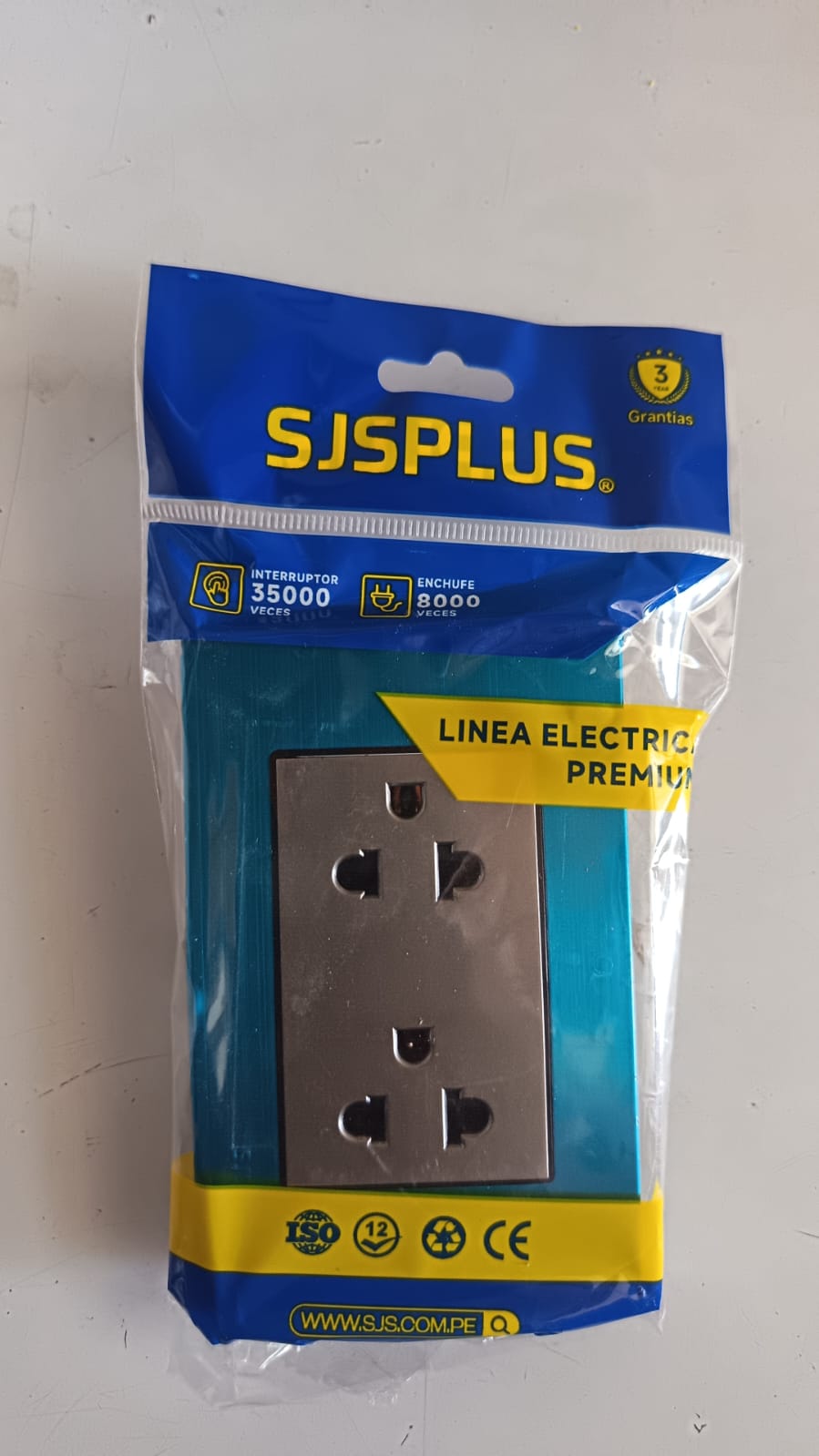 TOMACORRIENTE DOBLE P/E COLOR. ACERO L/T SJSPLUS