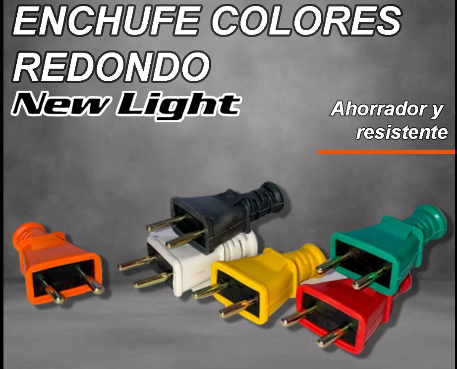 ENCHUFE ESPIGA REDONDA COLORES NEW LIGHT